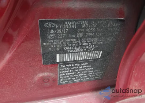 2018 Hyundai Elantra Sport из США, поврежденный, VIN KMHD04LB3JU498156